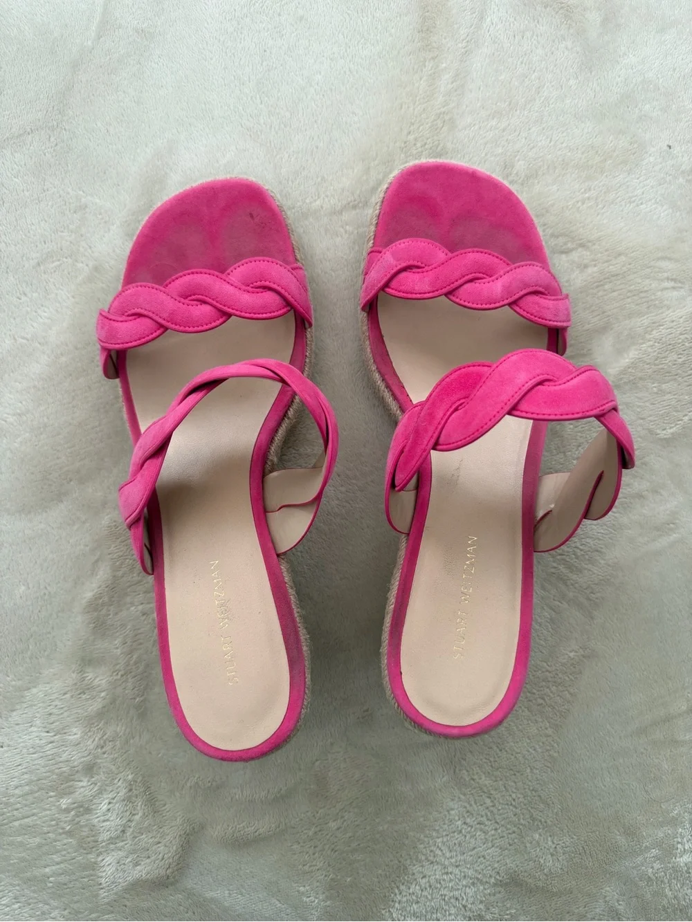 Stuart Weitzman Hot Pink Braided Wedge Slide - Picture 4 of 5